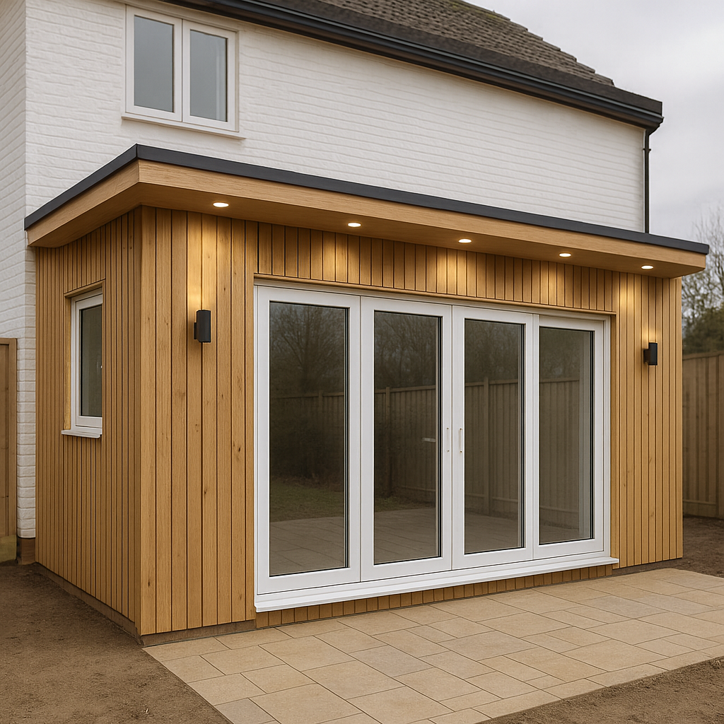 Projectvoorbeeld: uitbouw met houten lattenwand